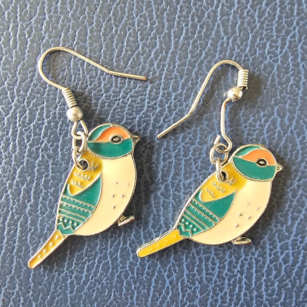Colorful Bird‎ Dangle Earrings Metal Enamel Spring Summer Casual Kidcore Nature